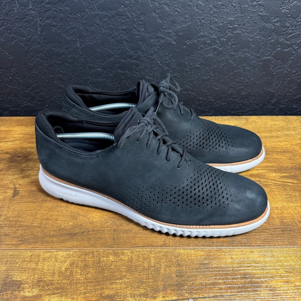 Cole Haan 2.ZEROGRAND C23807 Black Nubuck Leather Laser Wingtip Oxford Mens 13M